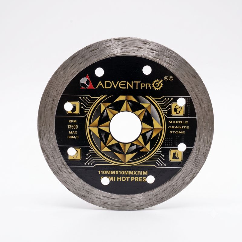 ADVENTPRO 4-Inch Premium Diamond Saw Blade (110mm) | Semi-Hot Pressed Continuous Rim Blade for Marble, Granite & Stone