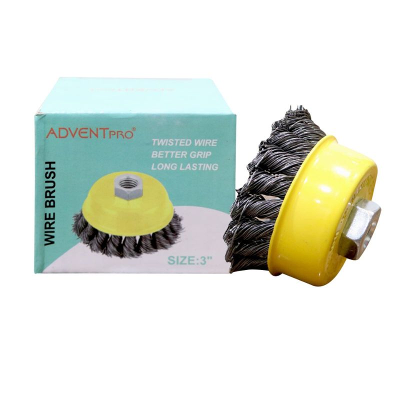 ADVENTPRO Size 3 Twisted Wire Cup Brush - Heavy Duty Cleaning & Rust Removal